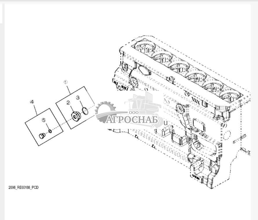 2698 Фитинги нагревателя охлаждающей жидкости двигателя 